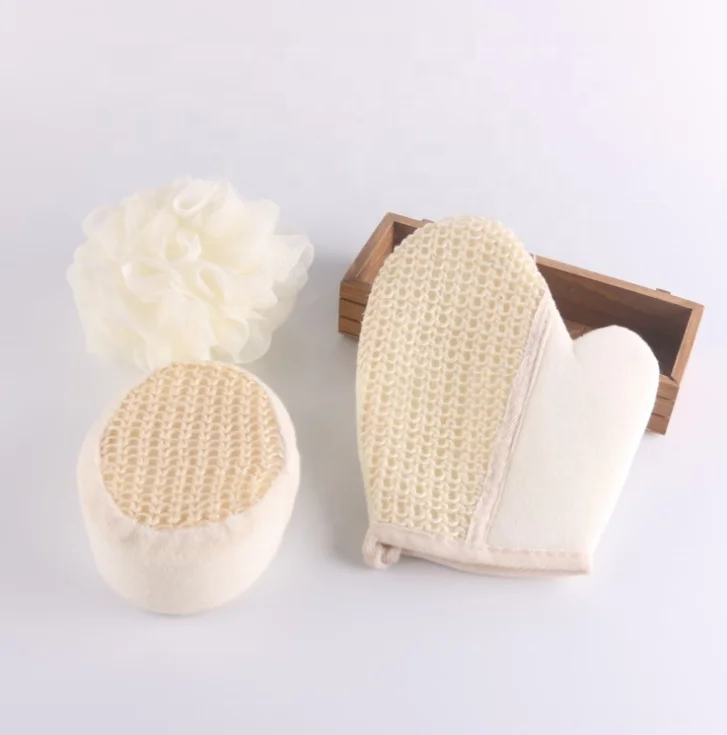 

Natural Fiber Hemp Bath Exfoliating Glove Scrubber Loofah Mitt Washcloths Sisal Shower Bath Glove, Four colors