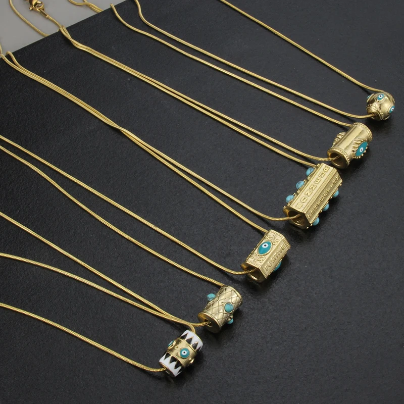 

New Design Fashion Jewelry Roman Style 18k Gold Plated Stainless Steel Hole Bead Punk Embellishment Necklace, Gold color