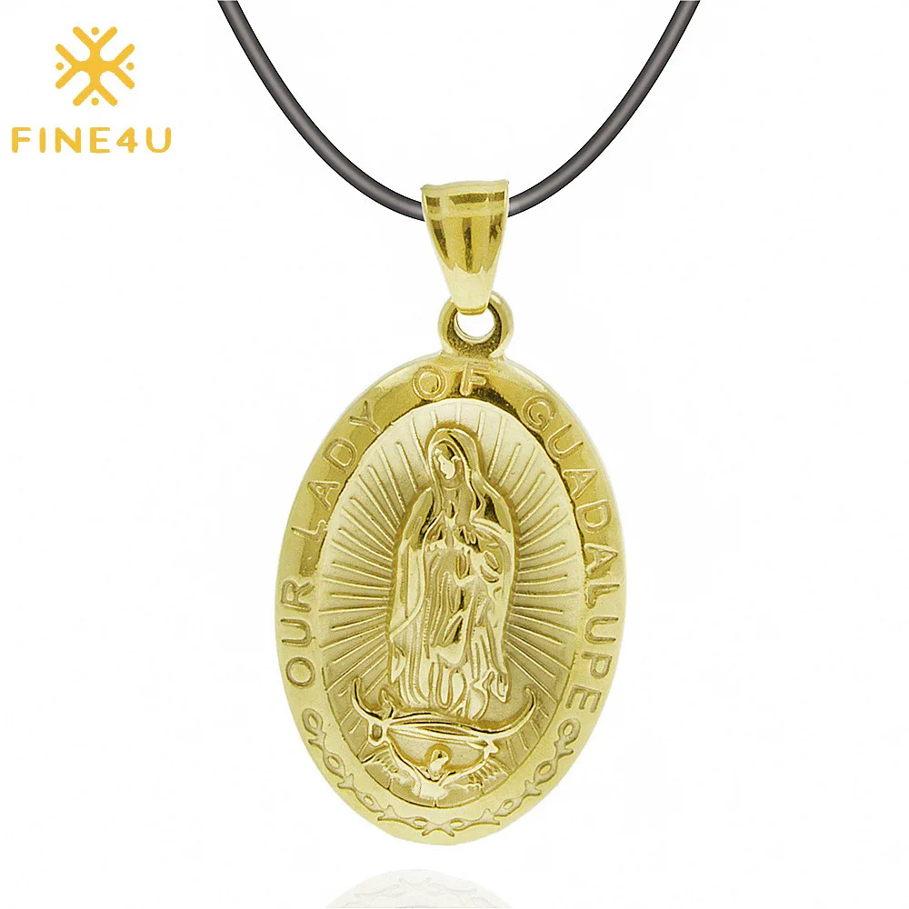 

Religious Jesus mother stainless steel gold plated our lady virgin mary jewelry virgen de guadalupe pendant, Gold, steel, good + steel
