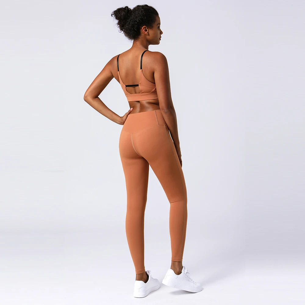 

2021 wholesale Custom logo manufacturer women High waist yoga pants active wear set fitness apparel yoga set, Customized colors