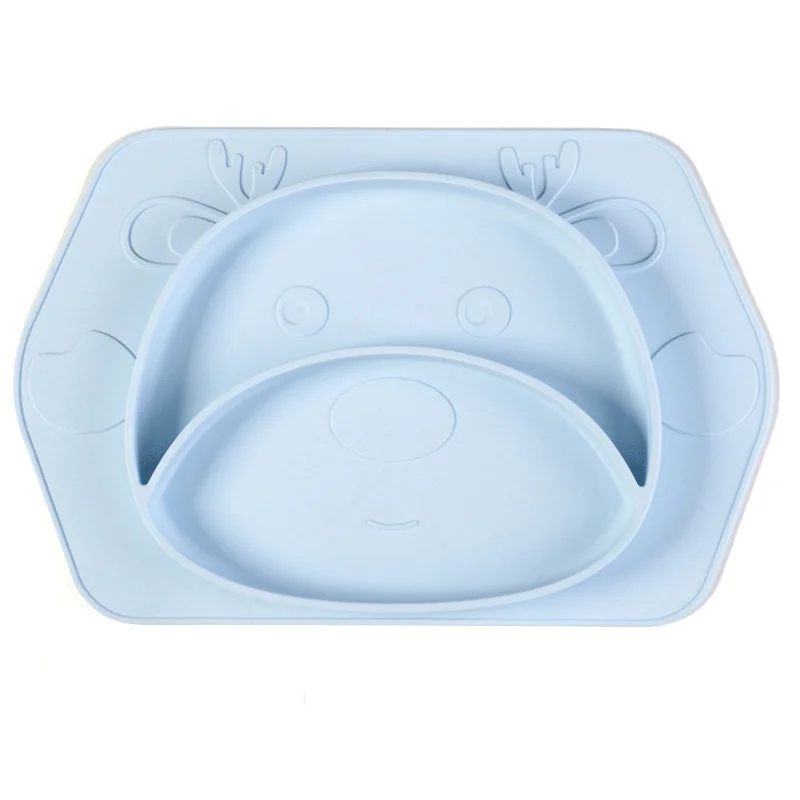 

Eco Friendly BPA Free Portable Funny Waterproof Placemat Food Grad Baby Silicone Plate, Blue pink can be customized