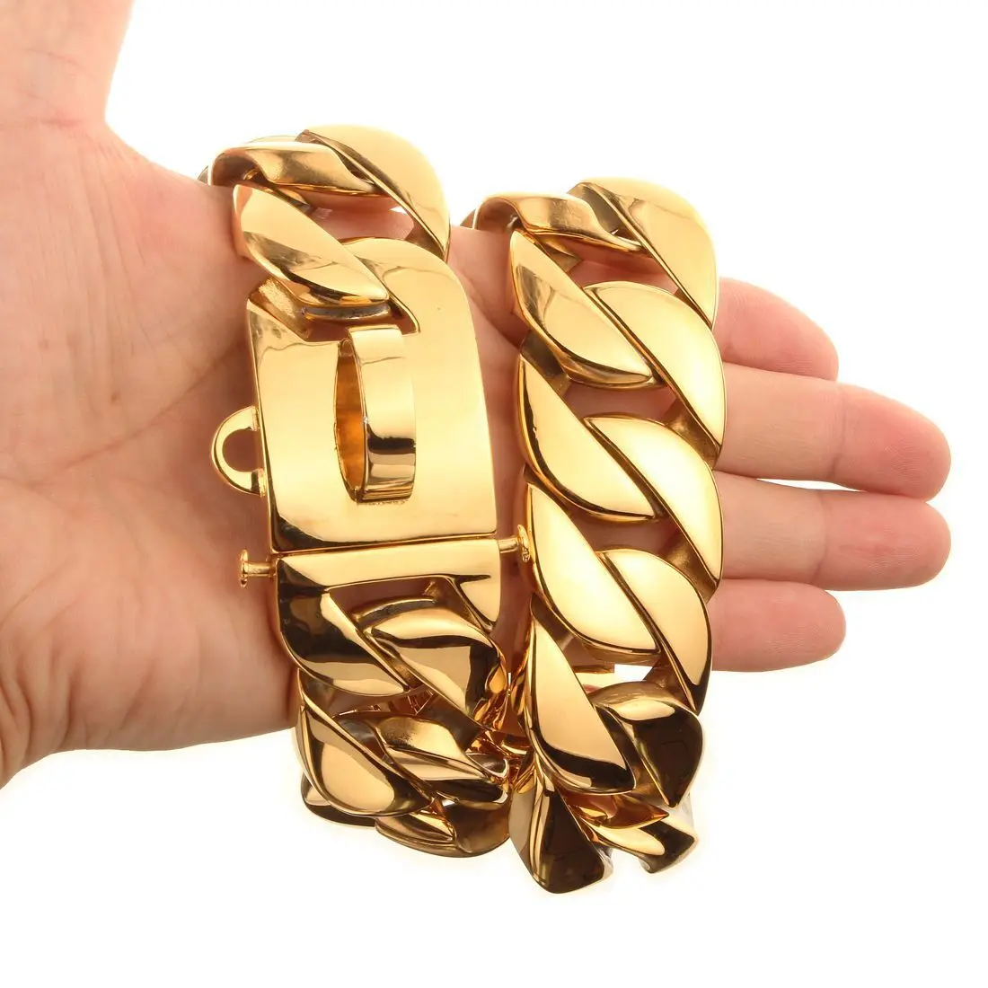 32毫米重型定制尺寸 24 18k 豪华黄金古巴链接链不锈钢狗项圈 - buy