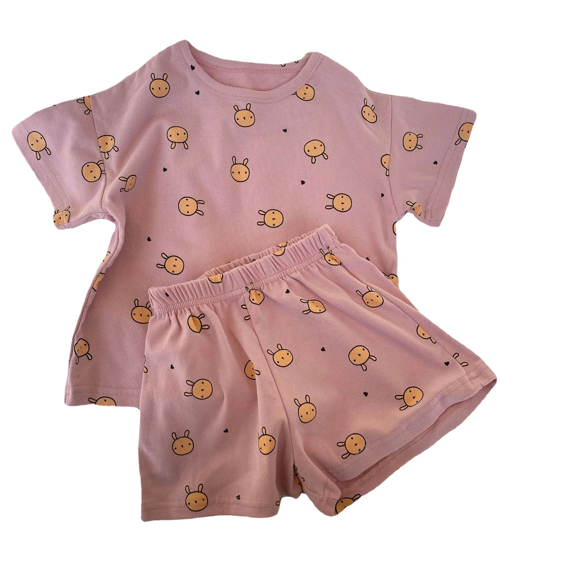 

new children clothing kids cartoon printed pajamas set baby cotton home clothes loungewear, As picture