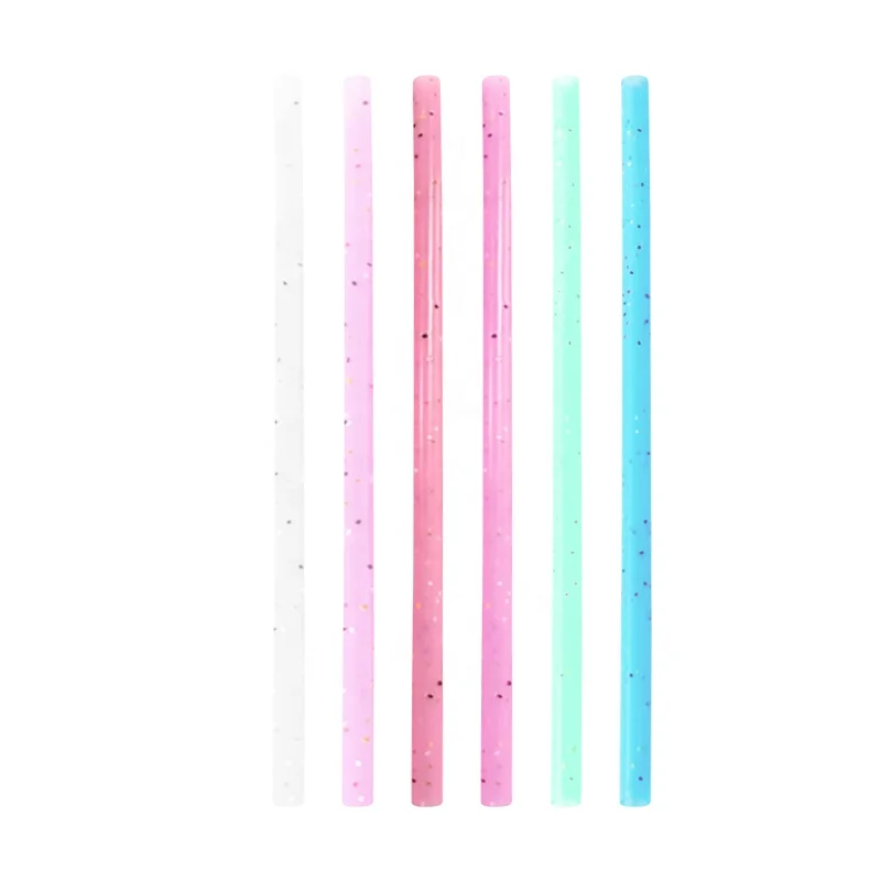 

Wholesale Customized Logo Collapsible Drinking Straight Glitter Silicone Straws