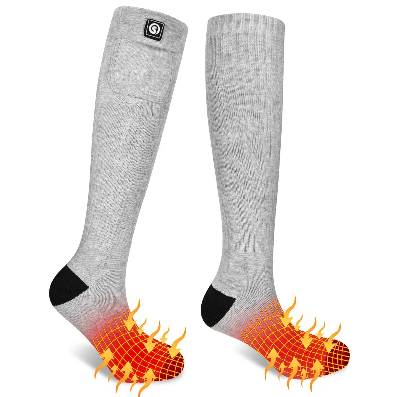 

Manufacturer Wholesale Sport Socks Heated Socks Winter Electric Rechargeable 3 Heating Settings for Men and Women, Grey