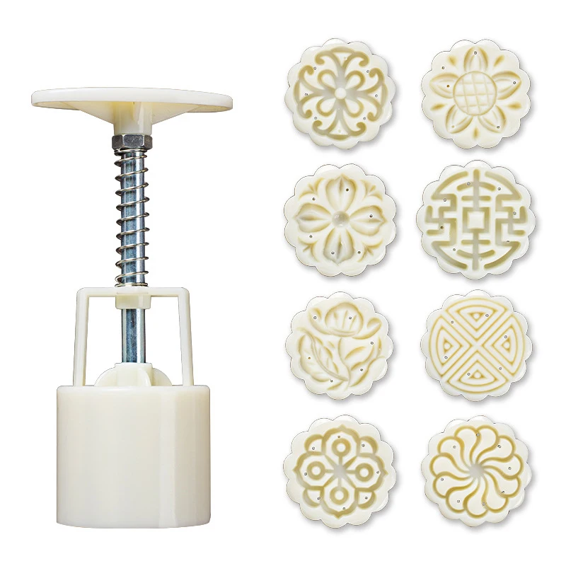 

high quality food grade baking tool plastic 3d handmade stamp moon cake making mould moon cake mold press diy, White