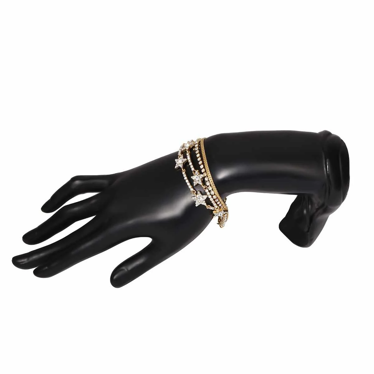 

Luxury Geometric Star Temperament Snake Bone Chain Zircon Charm Bracelet Set Birthday Gift for Women, As picture