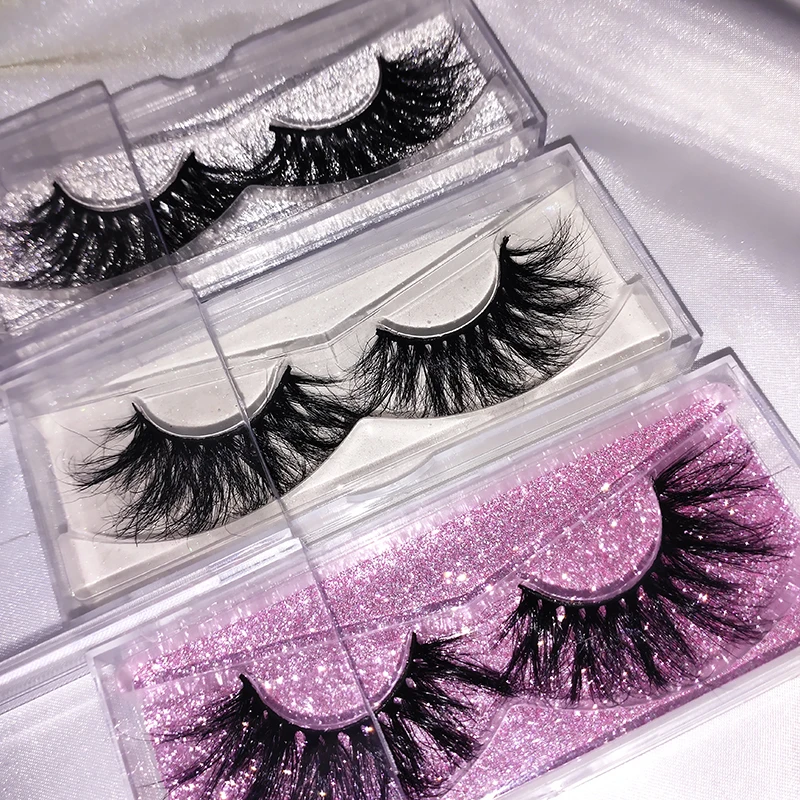 

Wholesale Customized Lash Packaging Box Fluffy 25MM 3D Real Mink Eyelashes Vendor Lashese With Case