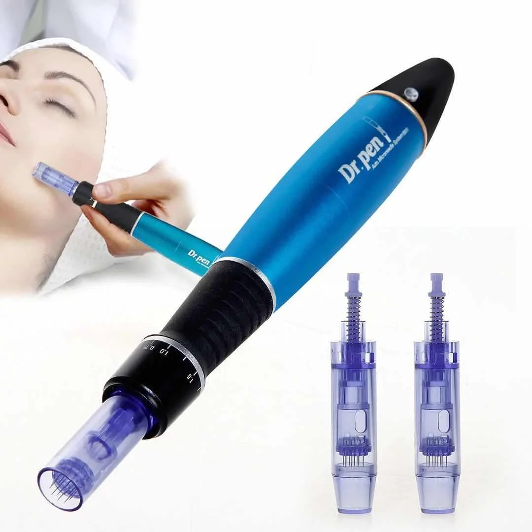 

A1-W Electric Derma pen Wireless Skin Care Machine Device Tattoo Microblading Tattoo Needles Mesotherapy Facial Tools, Blue