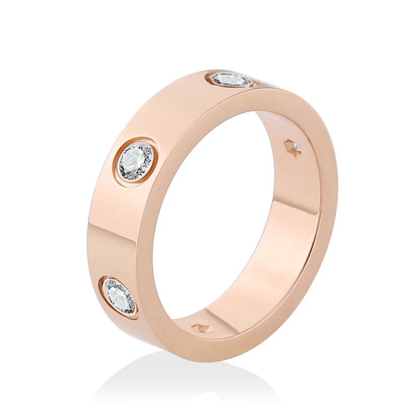 

fashion head screw zircon ring simple stainless steel men's ring rose gold women's ring hot sale, Silver color
