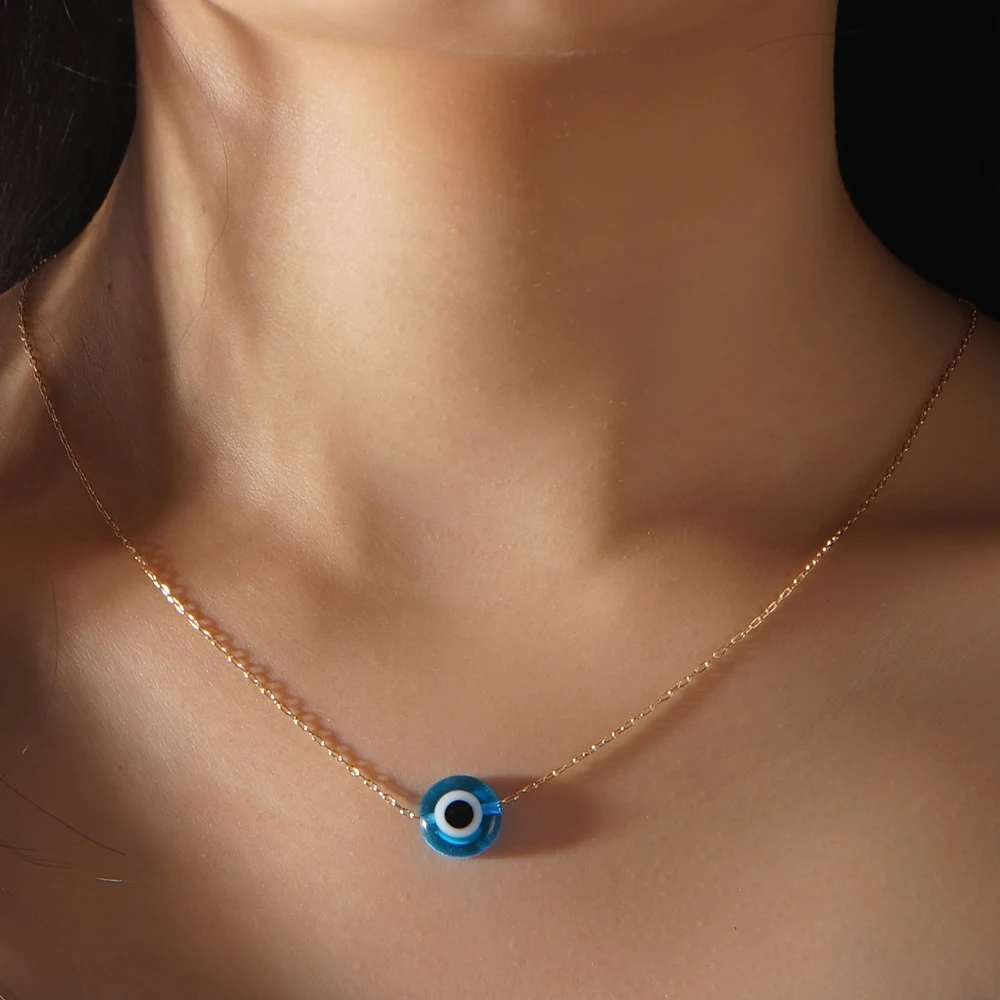 

Go2boho Golden Stainless Steel Necklaces Boho Luck Evil Eye Design Healing Chain Festival New Fashion Jewelry For Women Men