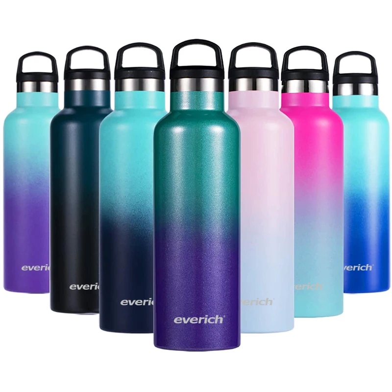 

EVERICH 2021 Hot Selling 18/8 Stainless Steel Sports Water Bottle 750ml Insulated Narrow Mouth flask with handle lid, Customized color acceptable