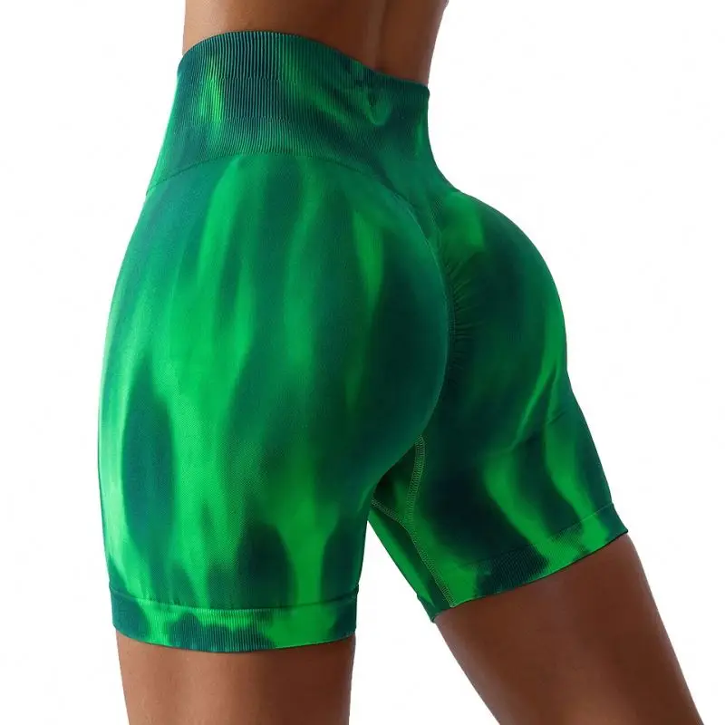 

Seamless Women Compression Quick Dry Tie Dye Scrunch Running Shorts