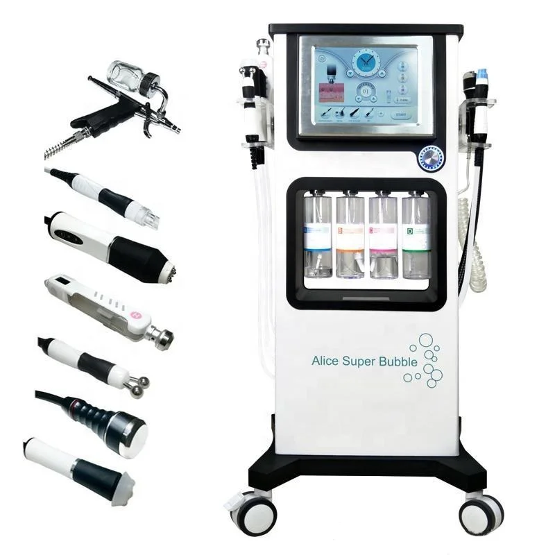 

2021 New Design Beauty Equipment 7 in 1 Ultrasonic RF BIO Hydra Co2 Oxygen Hydro Machine For Sale., White+grey