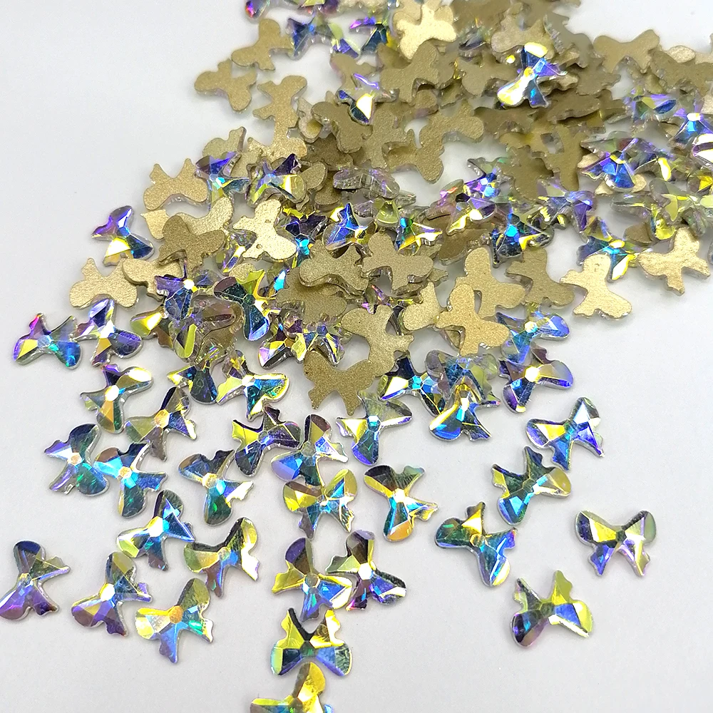 

High quality butterfly shape glass ab rhinestone for nail art decoration, Ab/other color
