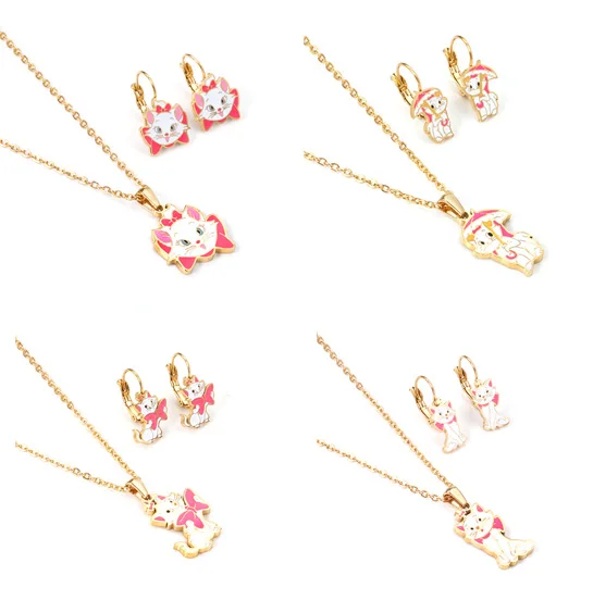 

Wholesale Fashion Stainless Steel Beautiful Pendant Necklaces Stud Earrings kid jewelry set