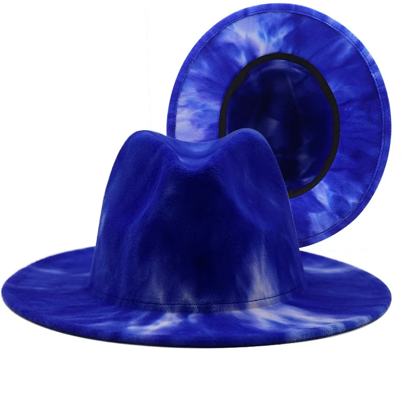 

Manufacturer Custom wholesale tie dye fedora hats women wide brim new fashion, As pictures