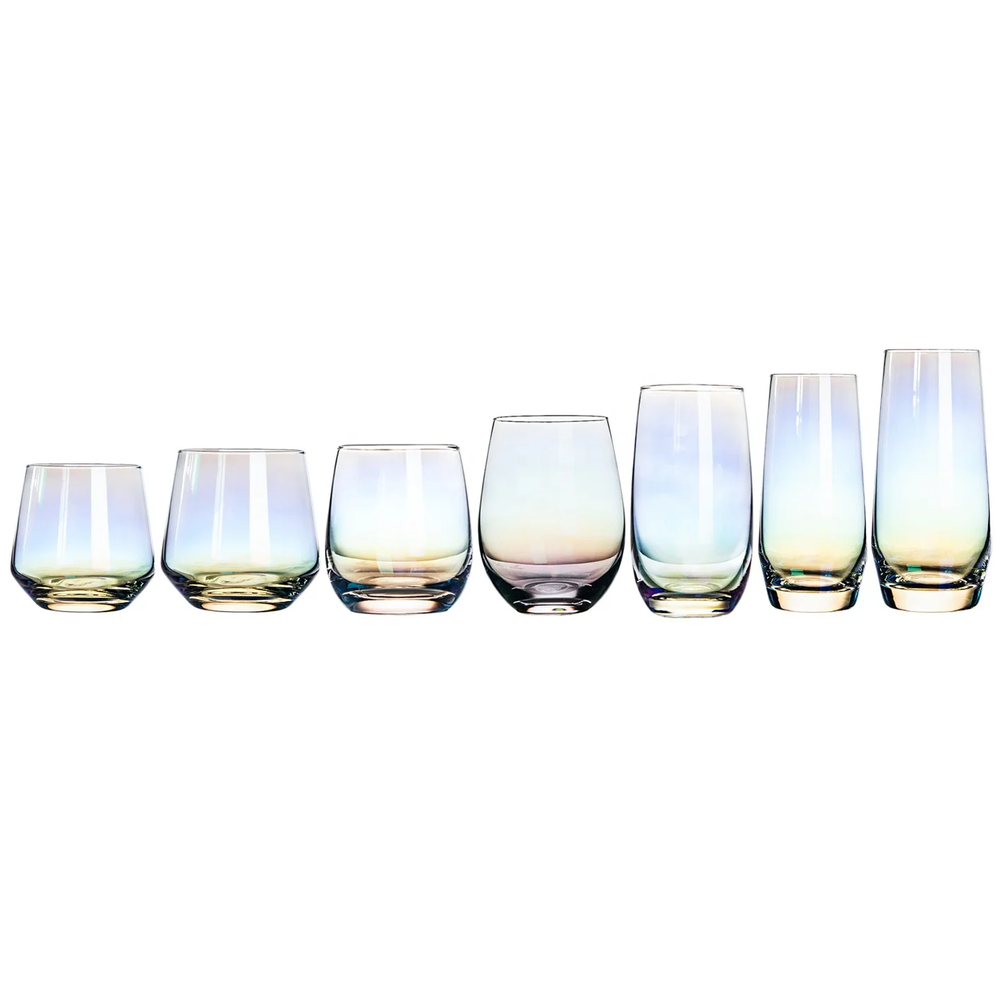 

Amazon Hot Selling Free Sample Rainbow Color Stemless Wine Glass Champagne Flutes Glass Tumbler