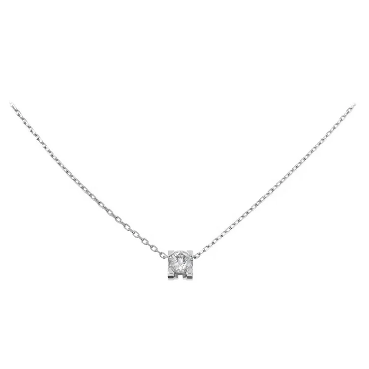 

4 prong classic 0.8ct DEF VS main diamond stone pendant 18k white gold necklace with chain