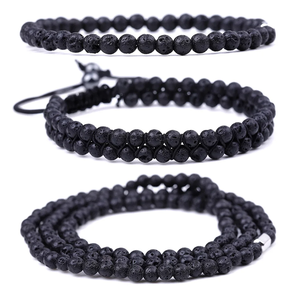 

Bestone 4mm Lava Beads Women Bracelet