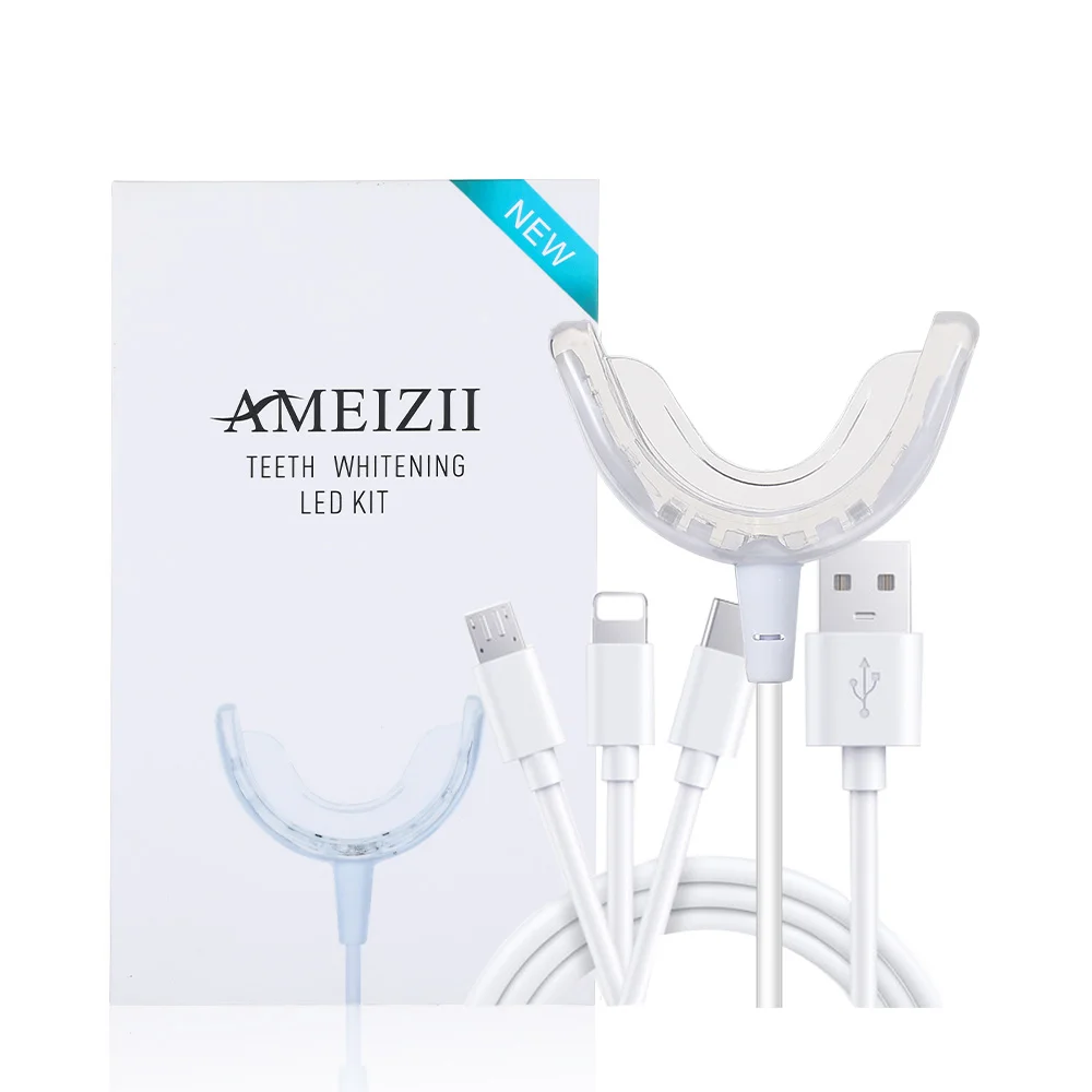 Custom Logo Home Tooth Whitener Kits 16 Blue Light Led Bulbs Teeth