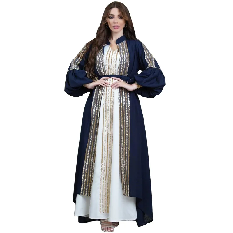 

Bicomfort Luxury Two-Piece Jalabiya Abaya Set Modest and Casual Style Islamic Clothing Moroccan Kaftan Kimono Cardigan Dress