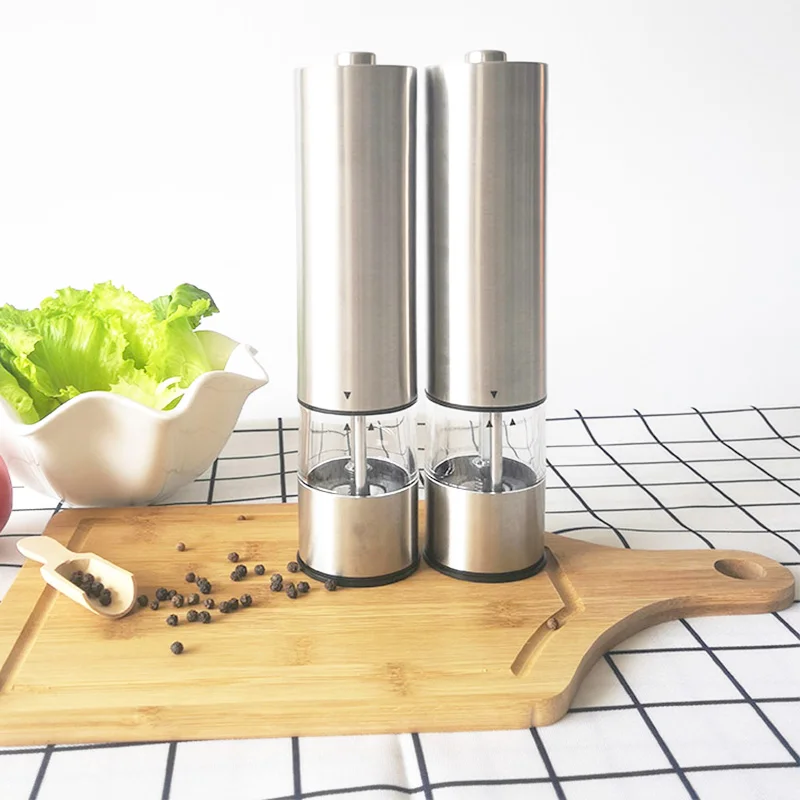 

Factory Stocked Electric Salt and Pepper Grinder Set of 2, Stainless steel