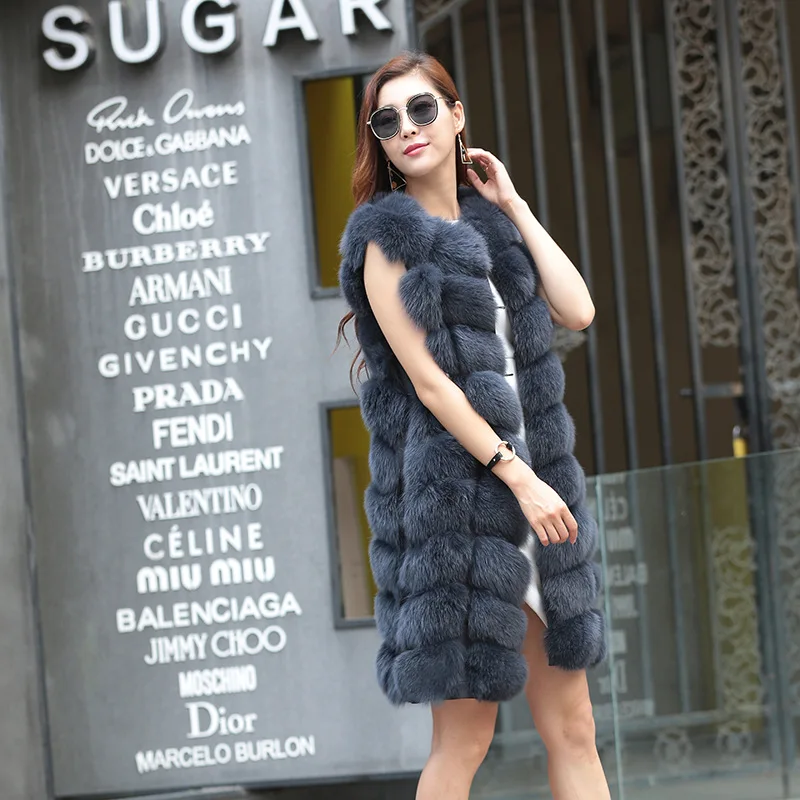 

Fox fur vest vest jacket new autumn and winter 2021 long hair waistcoat girl, Picture showns