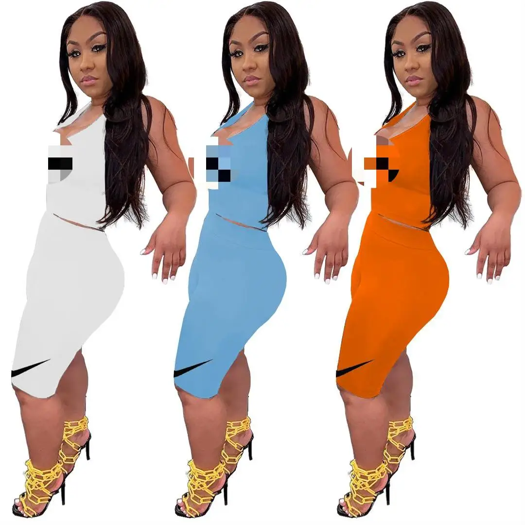 

Wholesale women's N**E fashion casual letter vest shorts sports two-piece suit