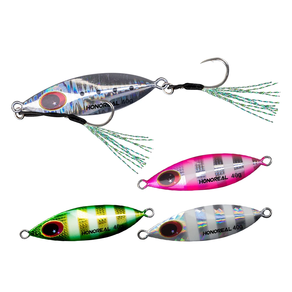 

HONOREAL 40g 60g Luminous Salwater Slow pitch lead jig lures, Various color