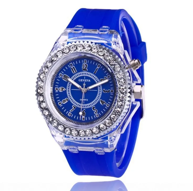

Hot Selling Fashion Promotion Geneva LED Light Watch Men Quartz Watch Ladies Women Silicone Watch Relogio Feminino Reloje, Picture