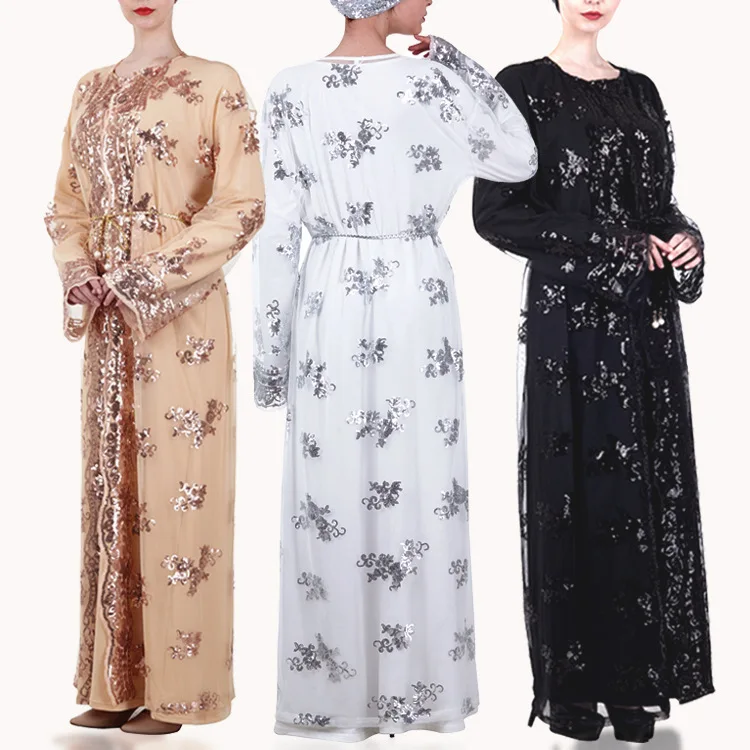 

Sequins Dubai Abaya Kimono Islam Muslim Hijab Dress Abayas for Women Kaftan Caftan Marocain Turkish Islamic Clothing Robe Coat, Customized