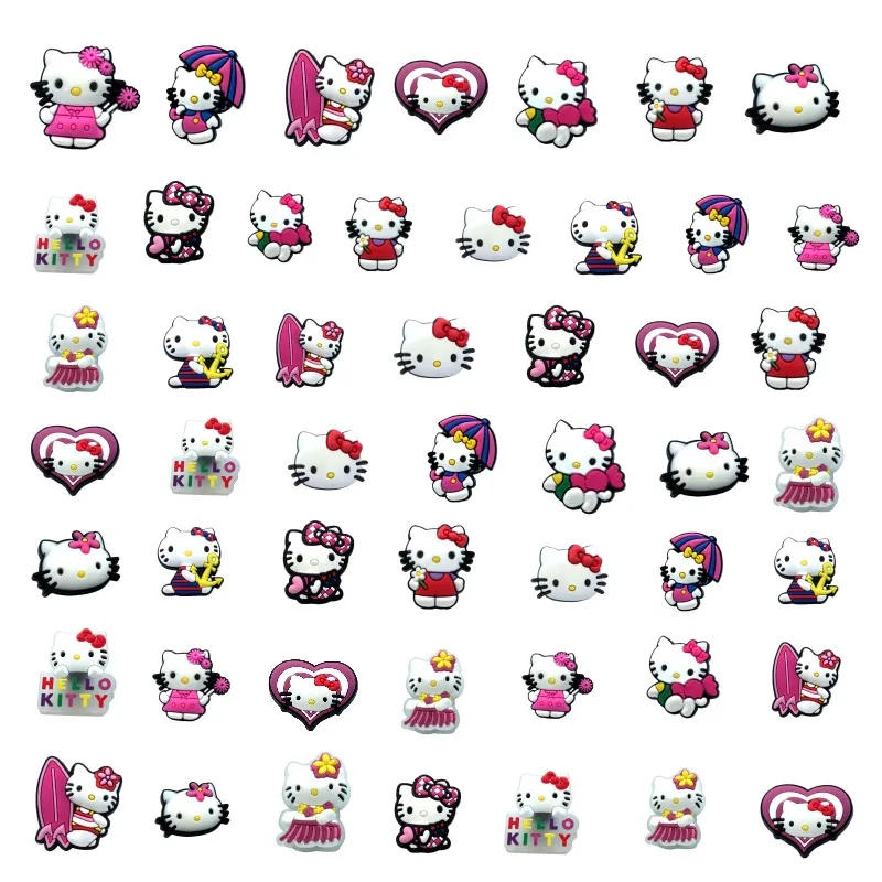 

300pcs+ custom high quality shoe charms with tag pink cat PVC shoes charme action figure bebes accesorios for croc shoes