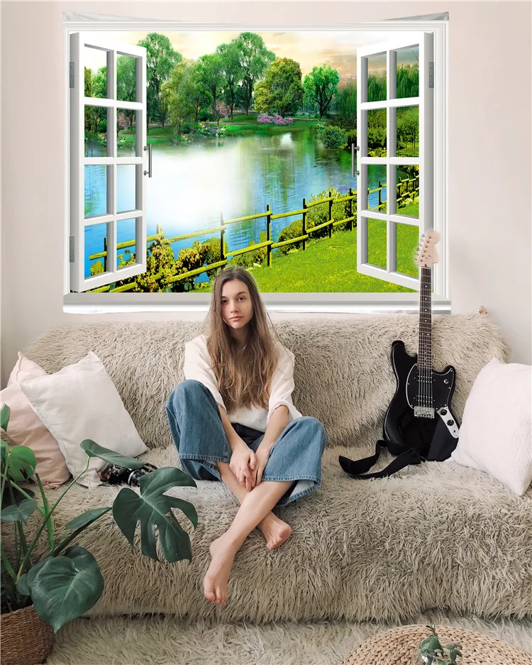 

Newest product household background cloth landscape print tapestry