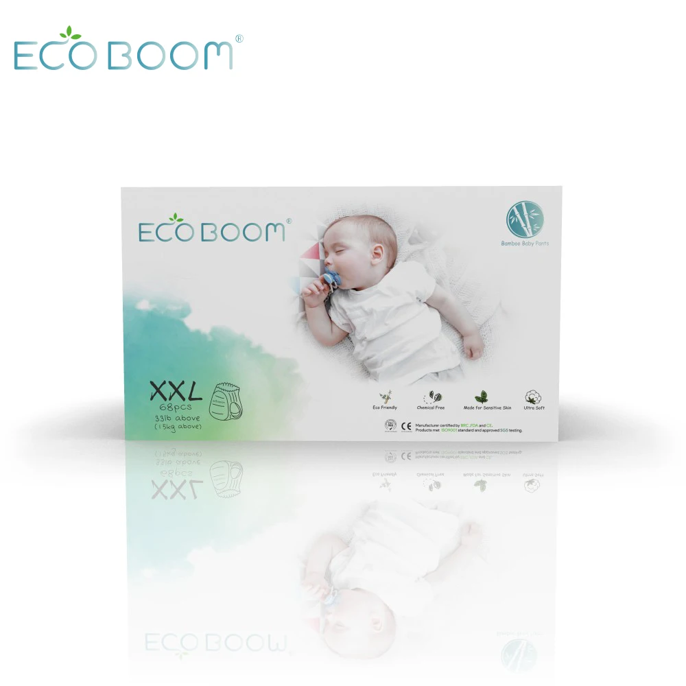 

ECO BOOM 2020 new arrival biodegradable disposable wholesale size XXL 68 Count baby nappies training pants