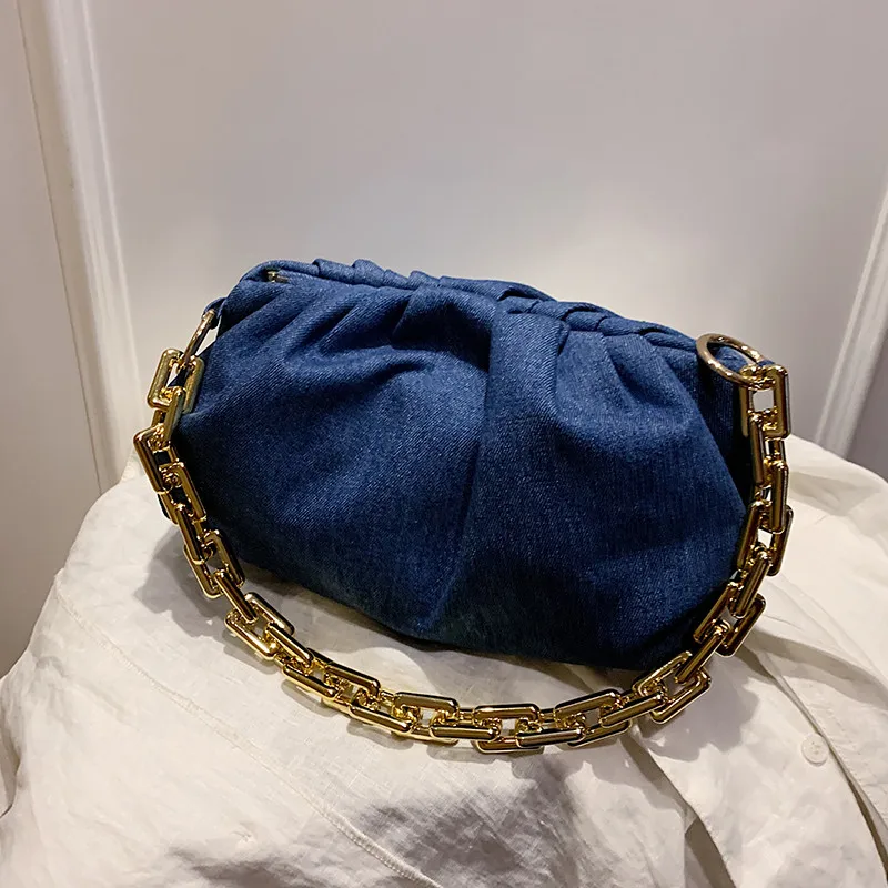 

Denim Design Female Folds Cloud bag 2020 new Crossbody Bags For Women Shoulder bags Crude Chain ladies Handbags cowboy blue bao, Women's clutches bolsa party bags