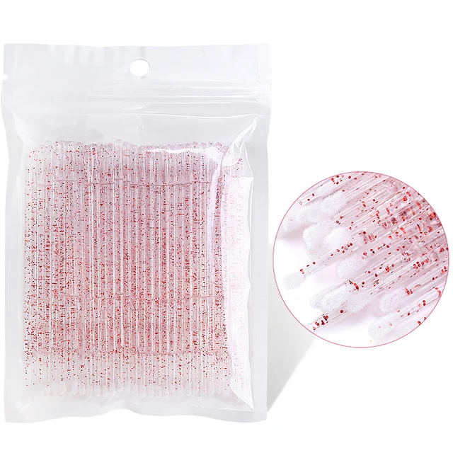 

Wholesale flocked sparkle Disposable glitter micro brush for eyelash extension