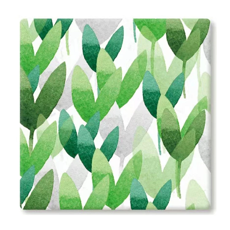 

Plant Leaf Leaves Series Patten Theme Hot Sale Customized Design Ceramic Coaster With Cork Back, Cmyk