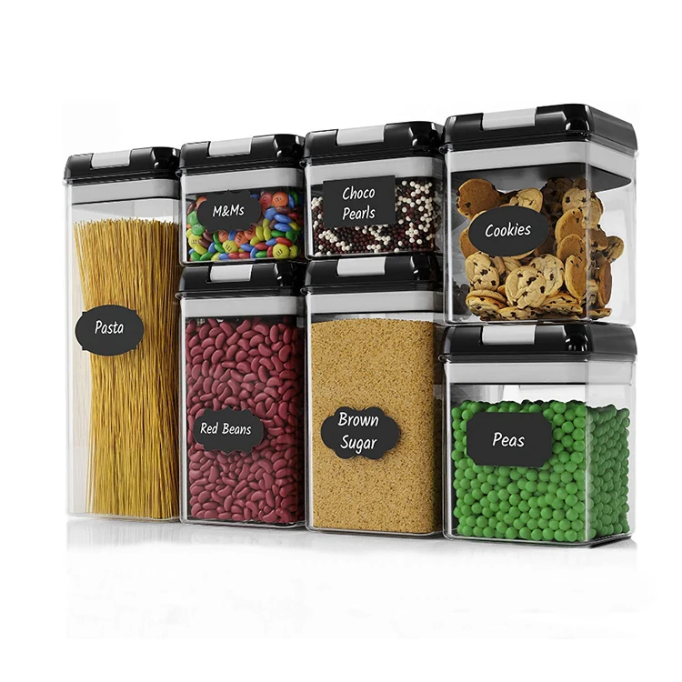 

Transparent plastic tank kitchen grain storage box moisture-proof storage tank seven colorful kitchen canister set, As picture/customized