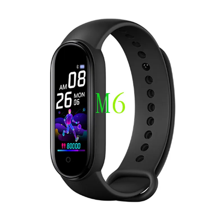 

2021 new arrivals M6 smartwatch touch screen heart rate smart bracelet heart rate monitor Relojes Inteligentes mi smart watch M6, Black, pink, blue,red