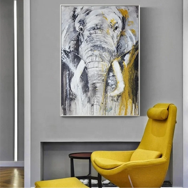 

Abstract Art Animals Canvas Painting Elephant Wall Art Prints Canvas Art Pictures for Living Room No Frame