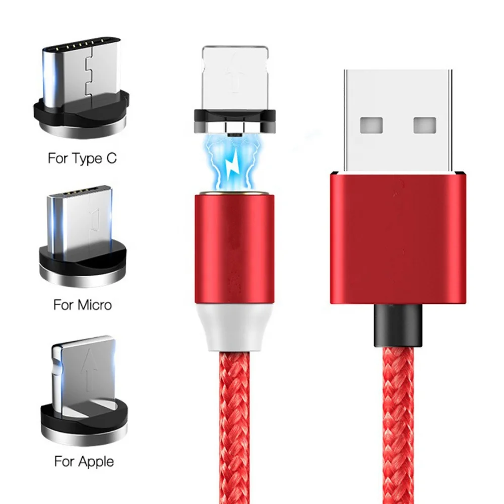 

Cell Phone Cable Magnetic Usb Charger 3 In 1 Usb Charging Data Led Usb Multi-Function Cables Magnetic led charging cable, Blue /red/green/colored