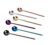 

Food grade 304 stainless steel long handle coffee mixing spoon ice cream scoop spoons with logo customized