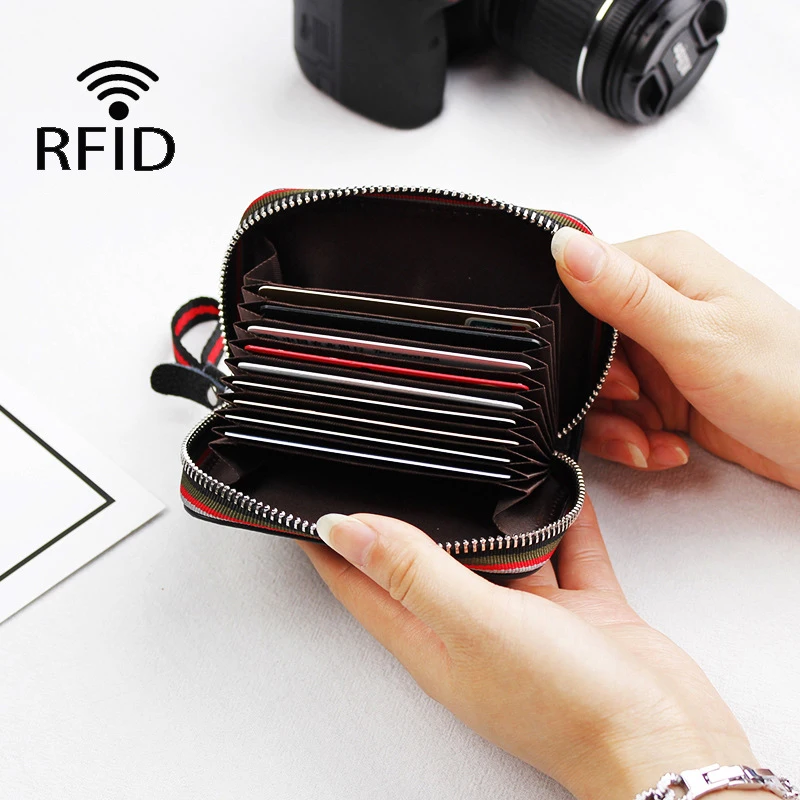 

Geniune leather women card RFID cute personality mini wallet simple cowhide unisex wallet wholesale