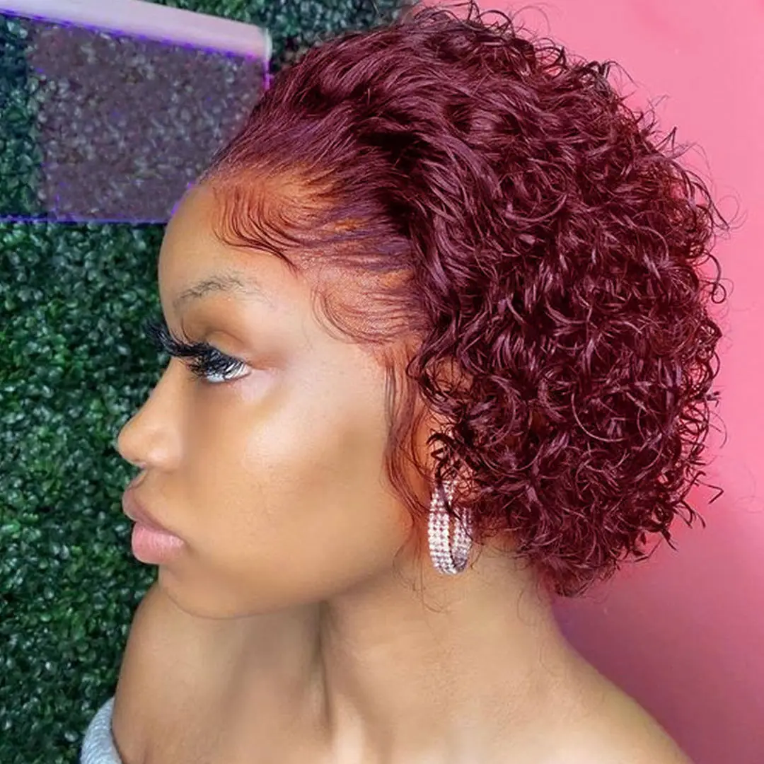 

Letsfly 100% Brazilian Human Hair 13x1 lace pixie curly Wig Wholesale Women's Short Cut Wigs Free Shipping