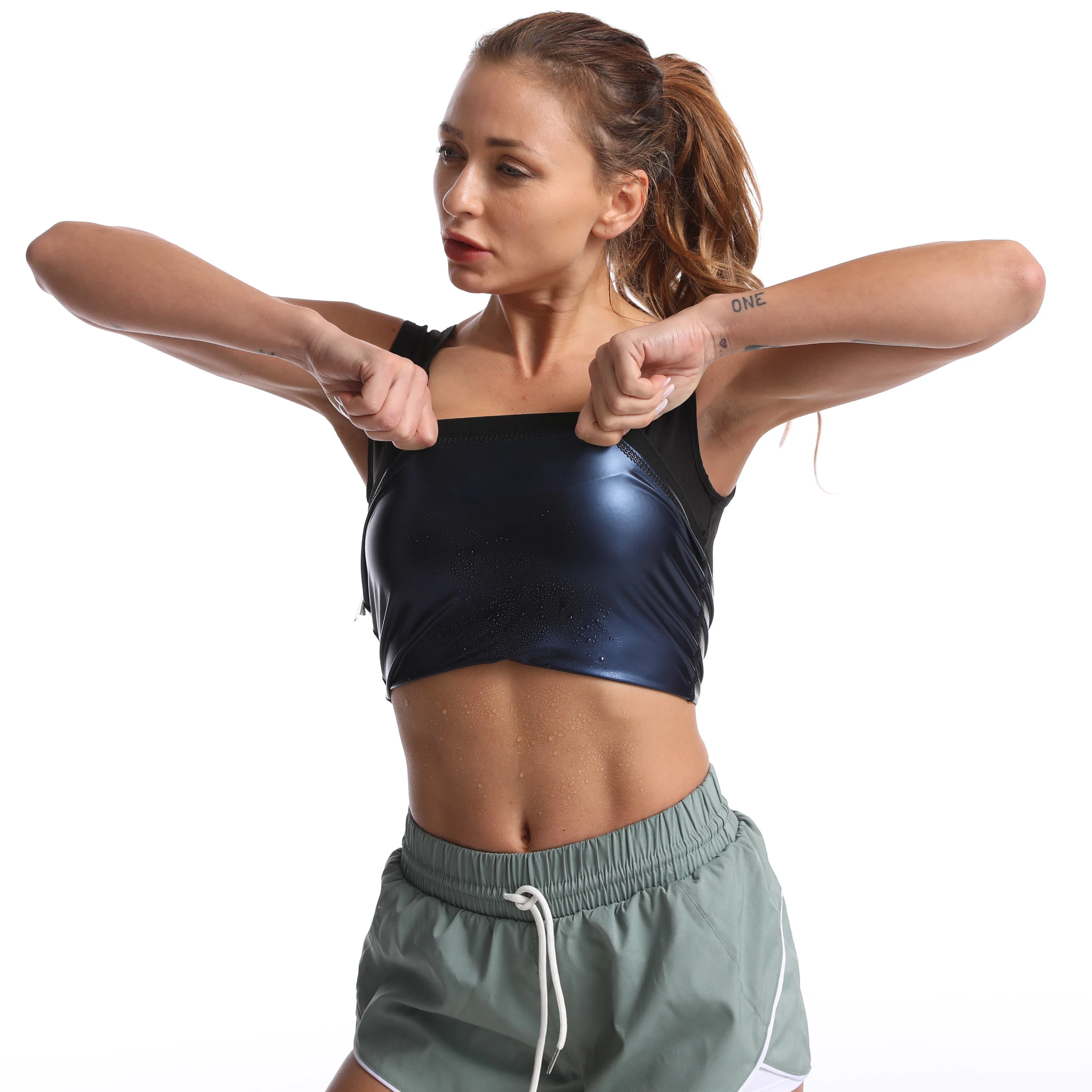 

Women Neoprene Sweat Sauna Vest Slimming Shapewear Corset Gym Cloth Underwear Female Fat Burn Sportswear, Black