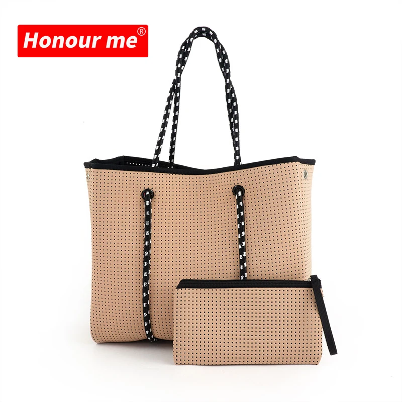 

2021 Beach Bag Hot Selling Perforated Neoprene Bag Wholesale Beach Bag handbags for women, Sample or customized