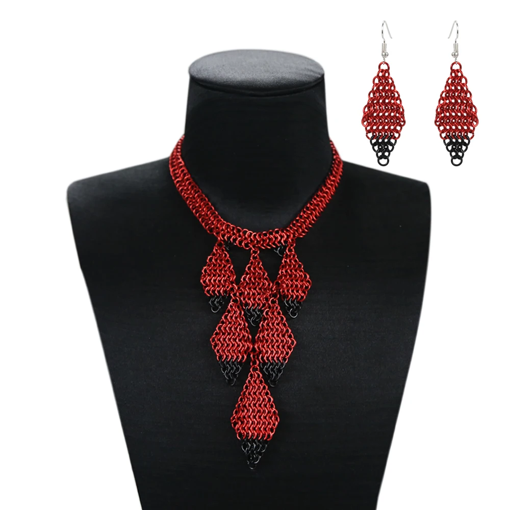 

Beautiful Chainmail Necklace Earring Handmade Copper Wire Jewelry