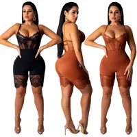 

Sexy spaghetti strap Lace Bodycon Women's romper bustier Overall 2019 Latest Design jumpsuit Bodysuit