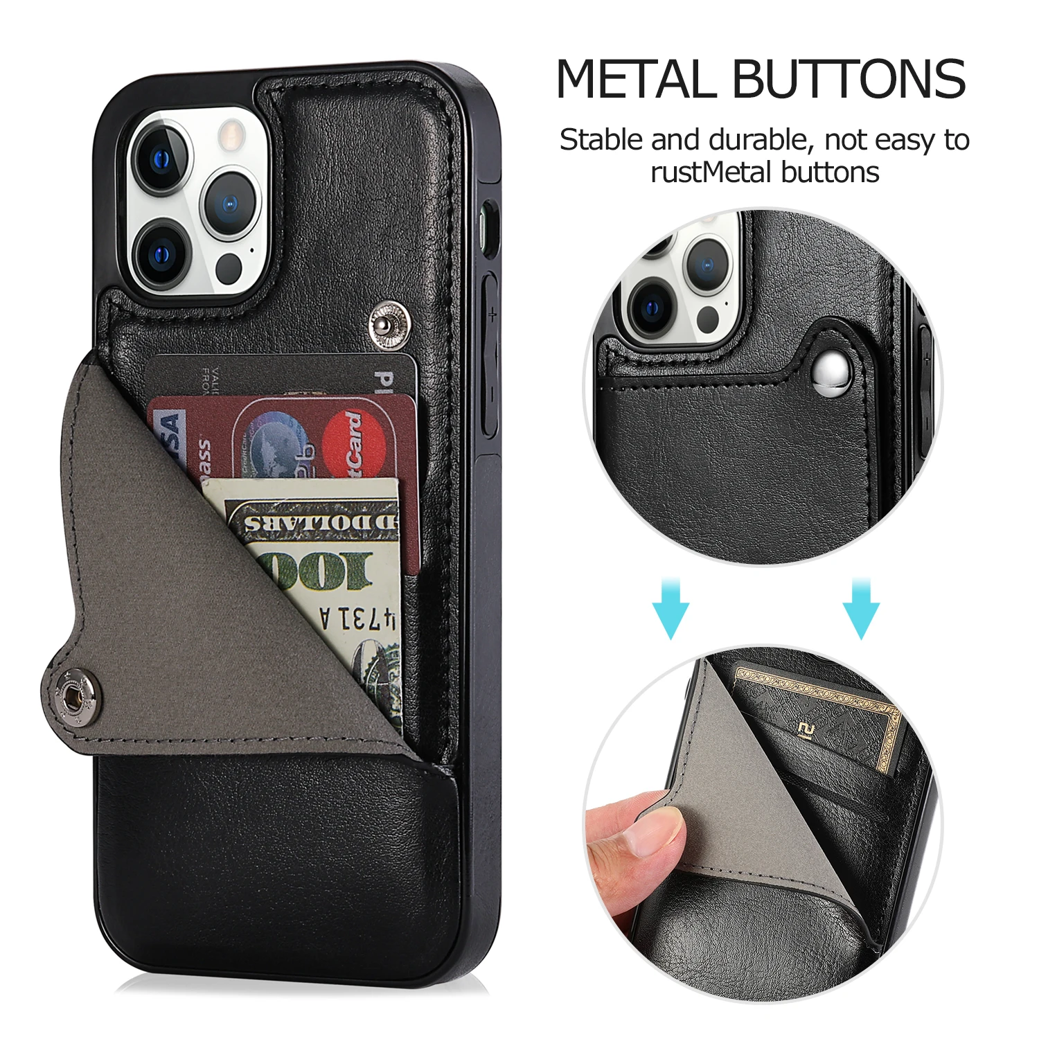 

High-Quality Solid Color Diagonal Card Mobile Leather Phone Case Holster For iPhone 11/12 pro/ pro max/12 mini